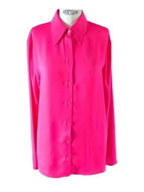 Versace Hot Pink Silk Button-Down Blouse
